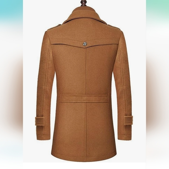 Chouyatou Men's Collar Wool-Blend Pea Coat Medium - Picture 4 of 14